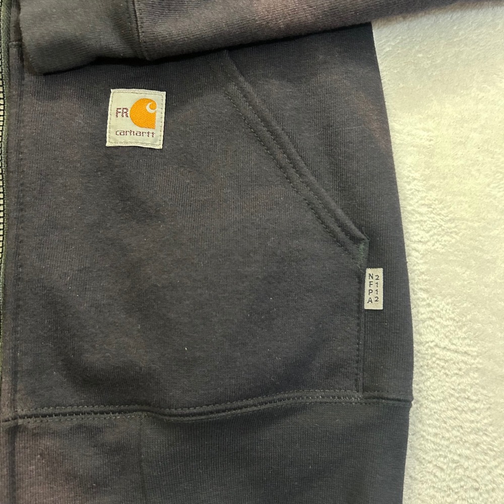 Carhartt FR Flame Resistant Zip Jacket Sweatshirt Men S Navy NFPA 2112 101247 - Picture 4 of 12